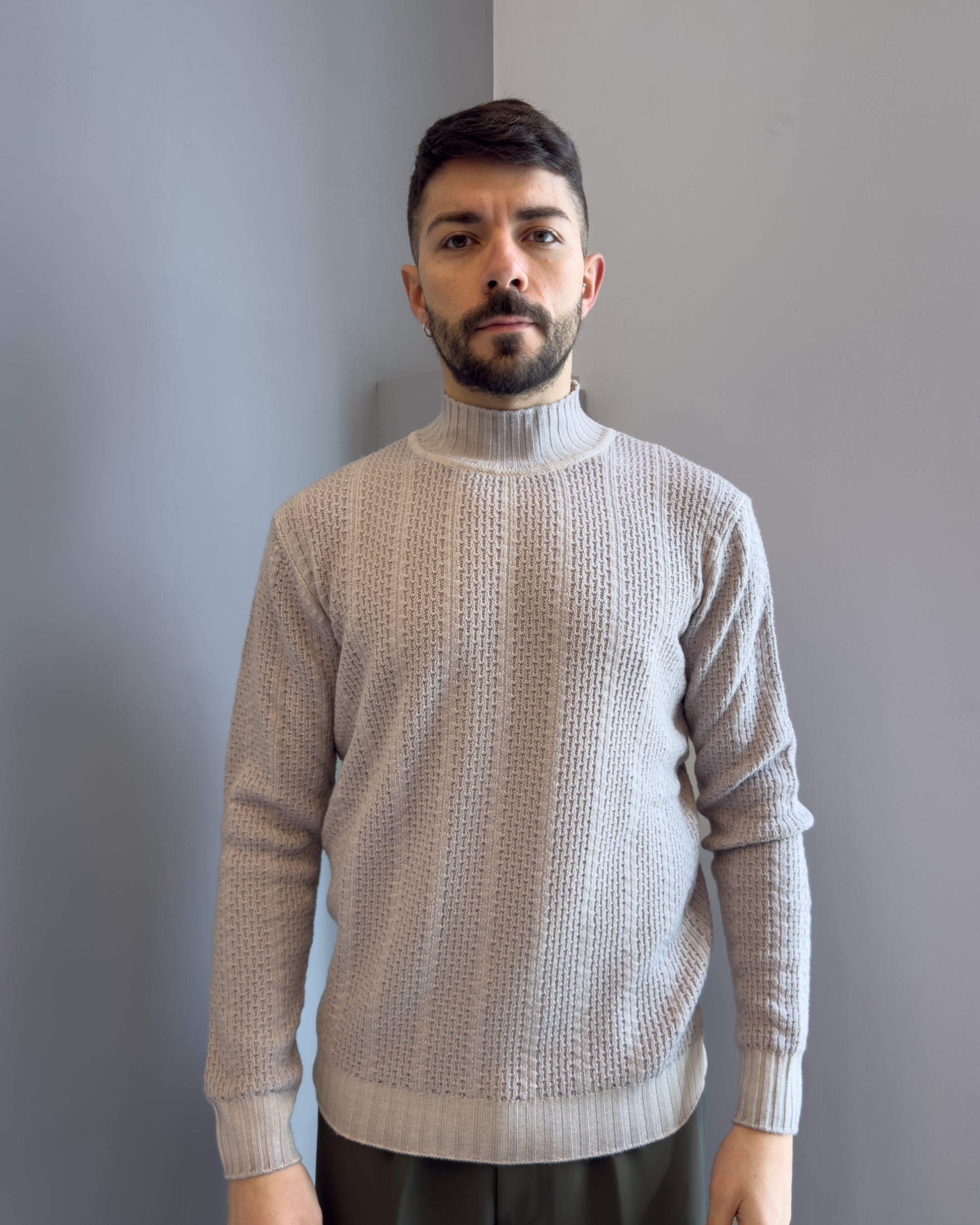 Lupetto Linz in lana merino acidata vestibilità regular SILVER