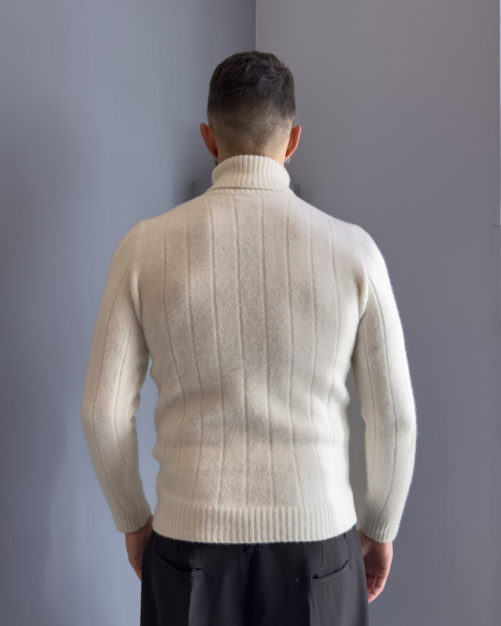 Maglia Oslo collo alta lana & alpaca vestibilità regular BIANCO