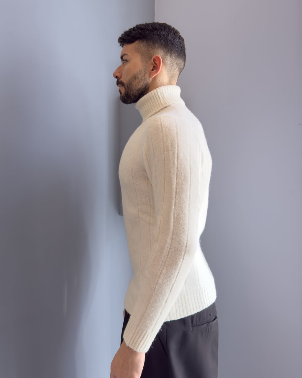 Maglia Oslo collo alta lana & alpaca vestibilità regular BIANCO