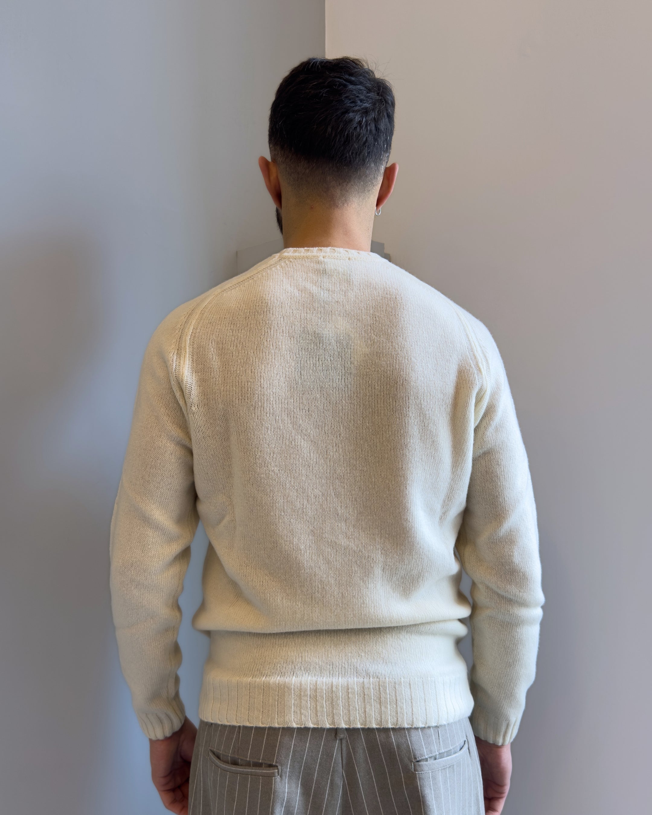 Maglia Lom in lana manica sella vestibilità regular BIANCO