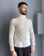 Maglia Oslo collo alta lana & alpaca vestibilità regular BIANCO