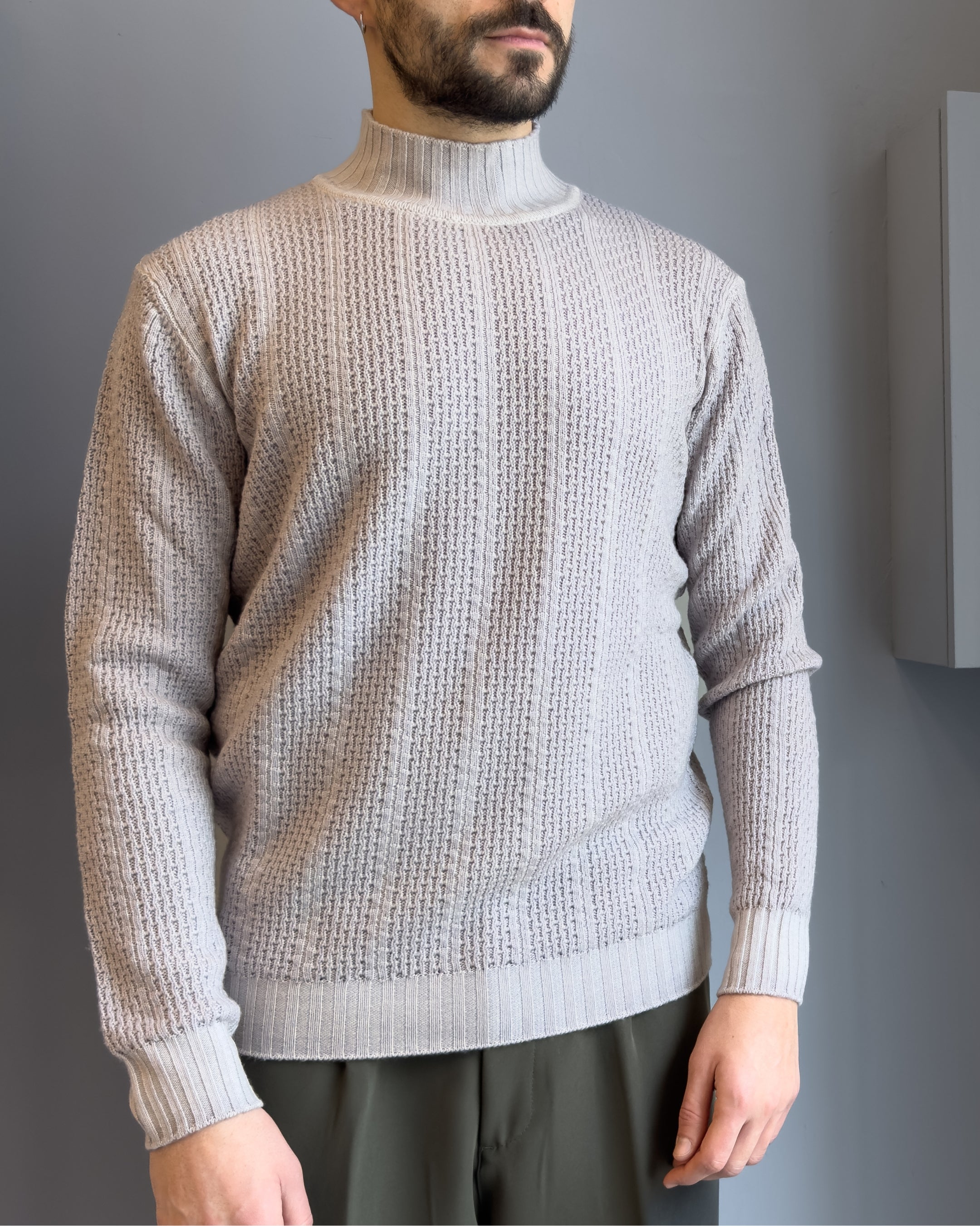 Lupetto Linz in lana merino acidata vestibilità regular SILVER