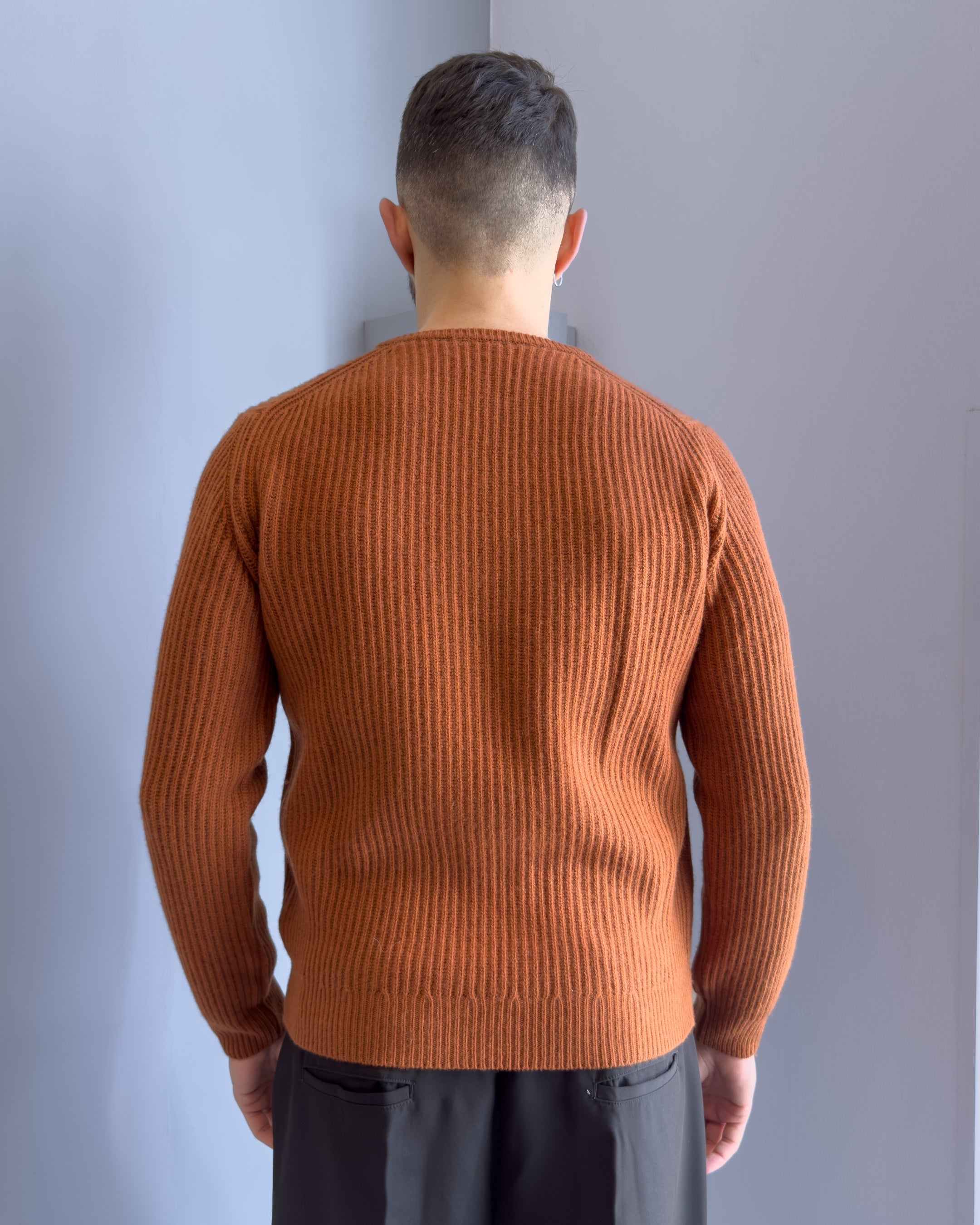 Maglia Loen punta inglese  lana & cashmere vestibilità regular RUGGINE