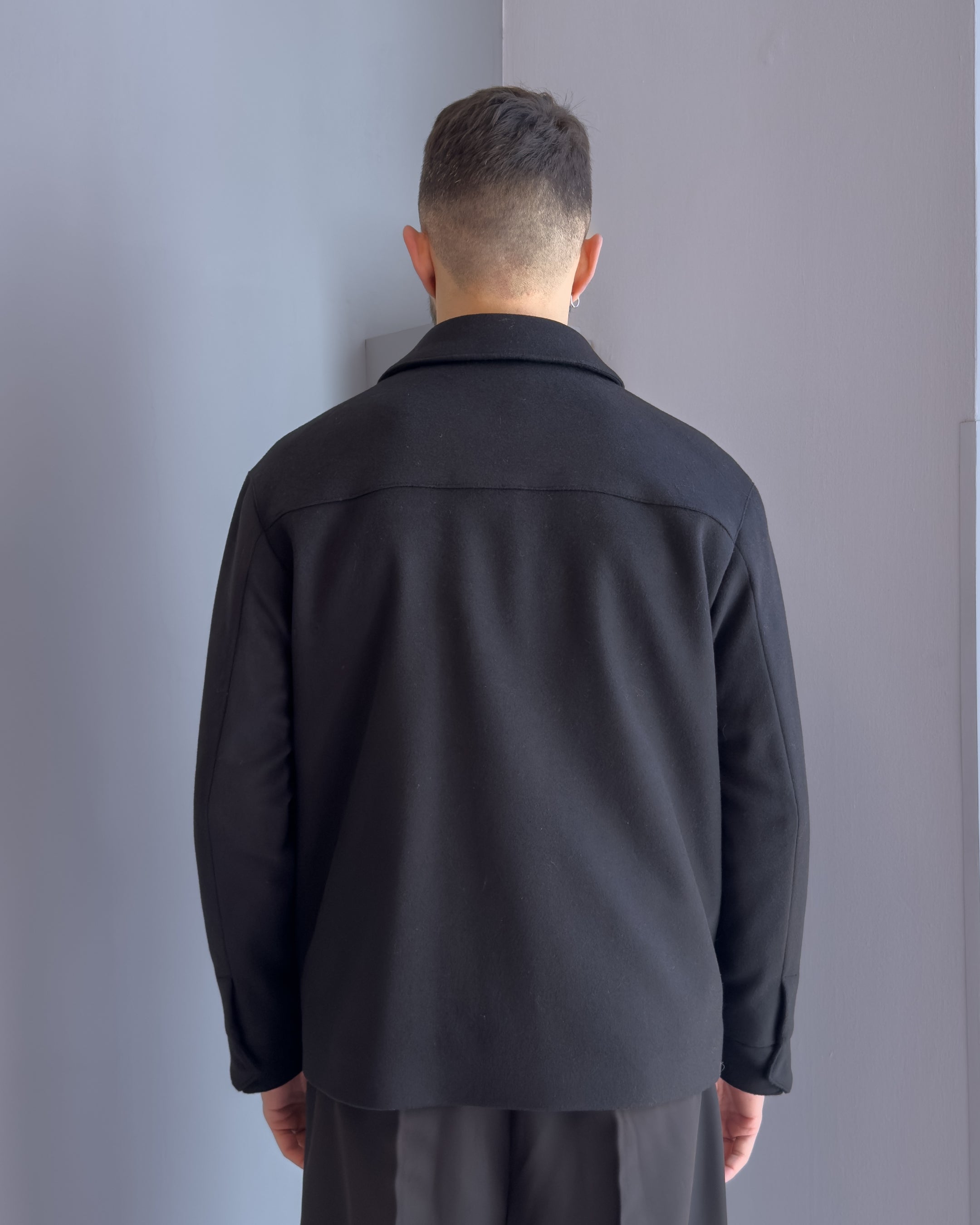 Giacca Saiko collo camicia vestibilità regular lana & cashmere NERO