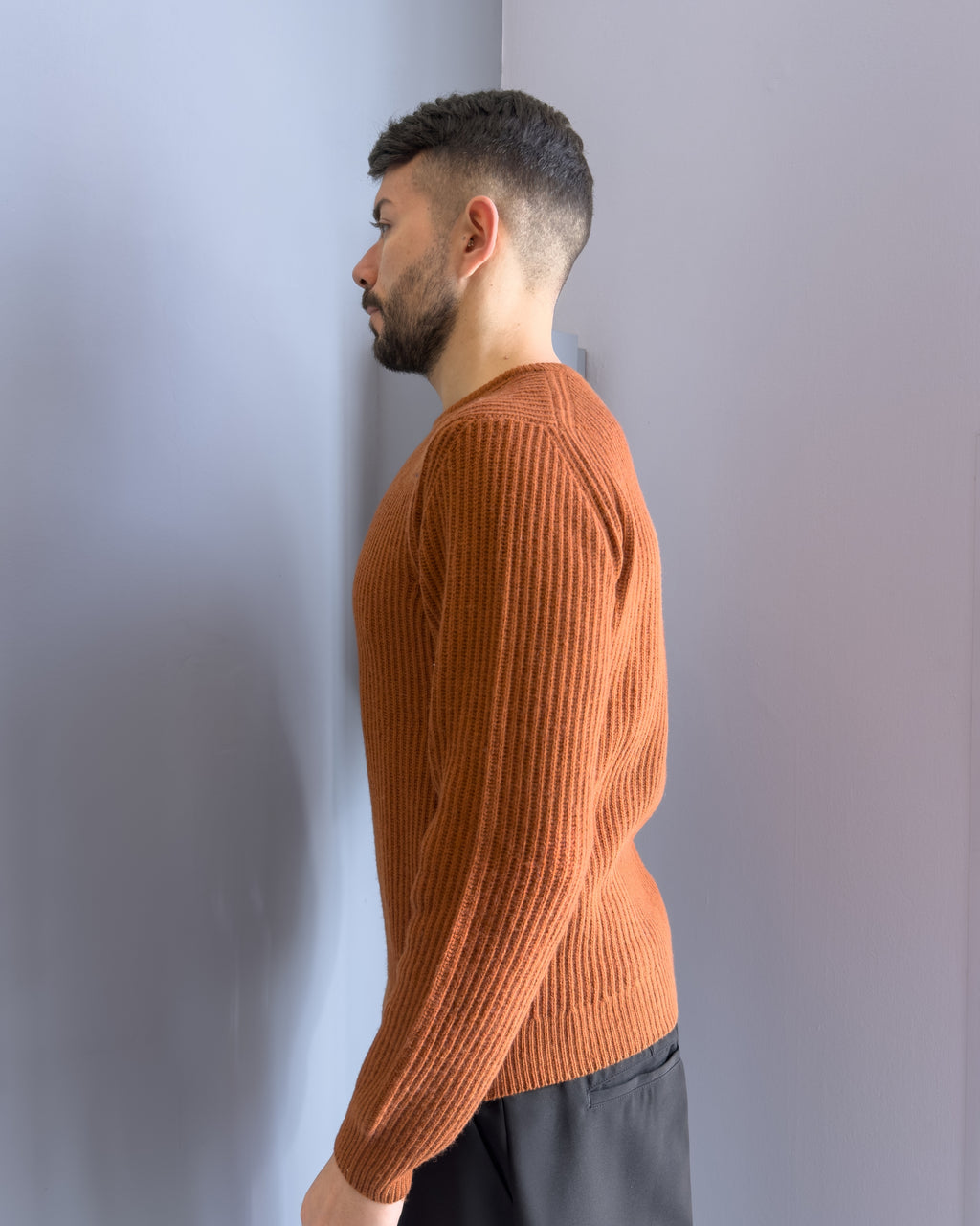 Maglia Loen punta inglese  lana & cashmere vestibilità regular RUGGINE