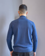 Cardigan Linz in lana merinos  con cerniera vestibilità regular NAVY