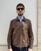 Giubbino Camden in pelle vegetale con zip vestibilità regular CAFFE'
