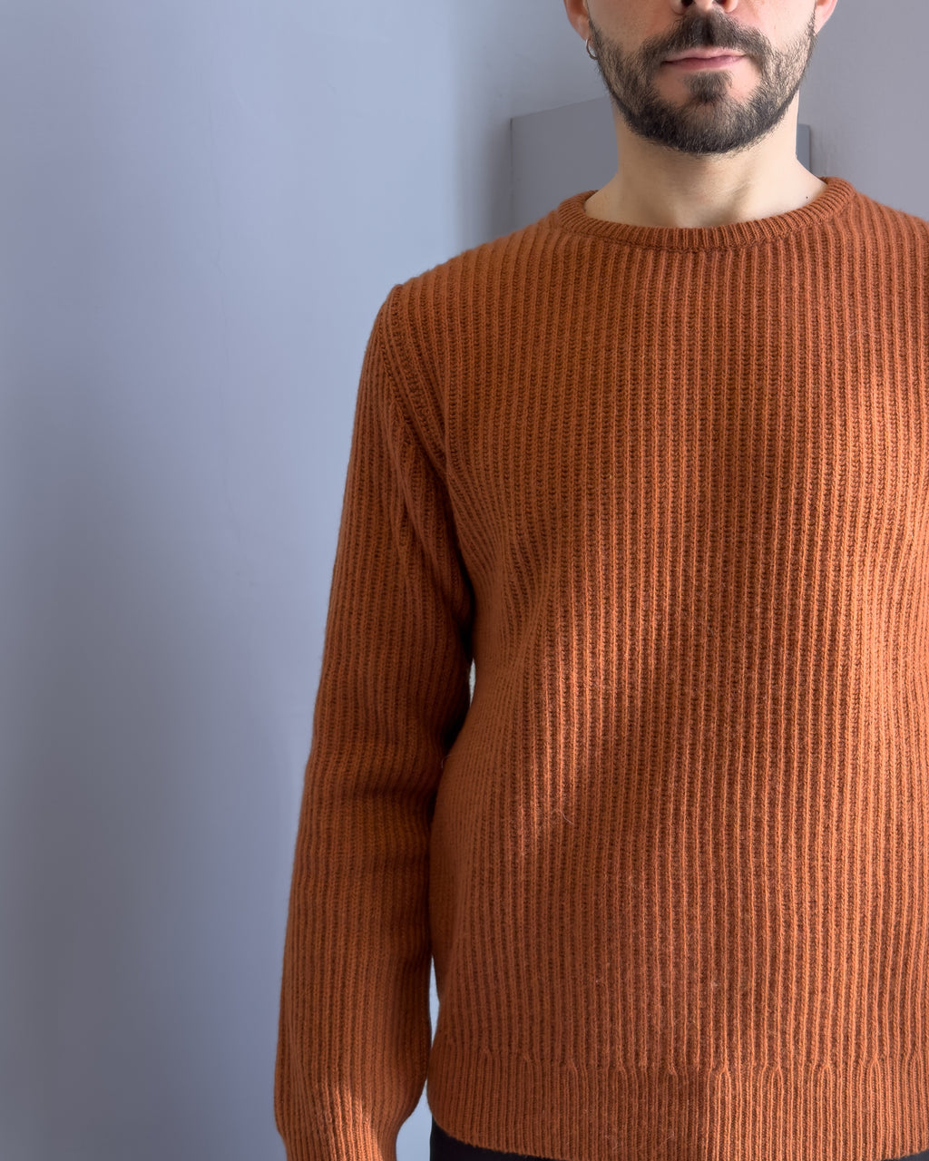 Maglia Loen punta inglese  lana & cashmere vestibilità regular RUGGINE