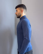 Cardigan Linz in lana merinos  con cerniera vestibilità regular NAVY