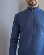 Cardigan Linz in lana merinos  con cerniera vestibilità regular NAVY