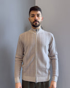 Cardigan Linz in lana merinos  con cerniera vestibilità regular SILVER