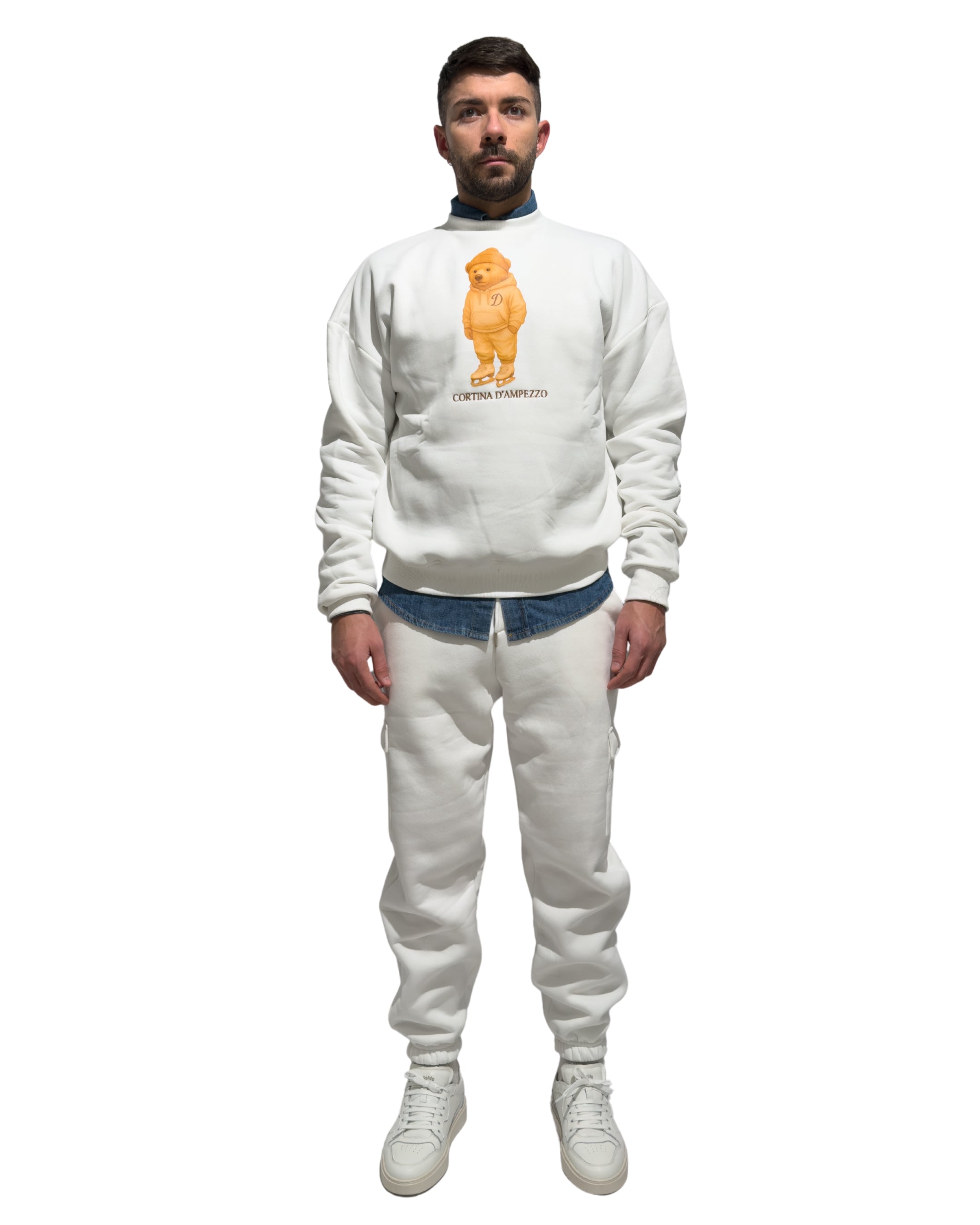 Tuta Cortina D'Ampezzo girocollo con pantalone tasconato edizione limitata BIANCO