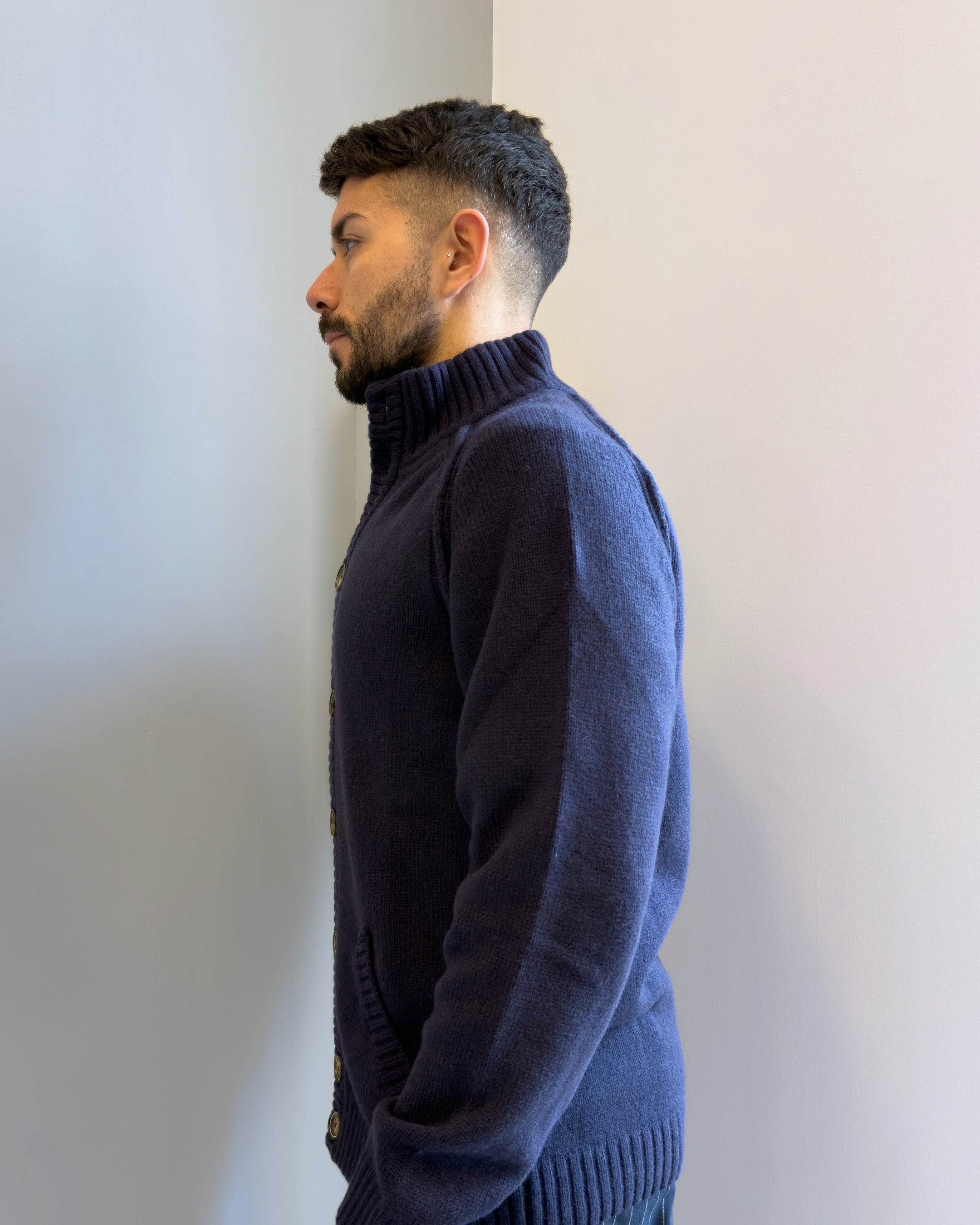 Cardigan Malmo 2 collo alto manica raglan BLU