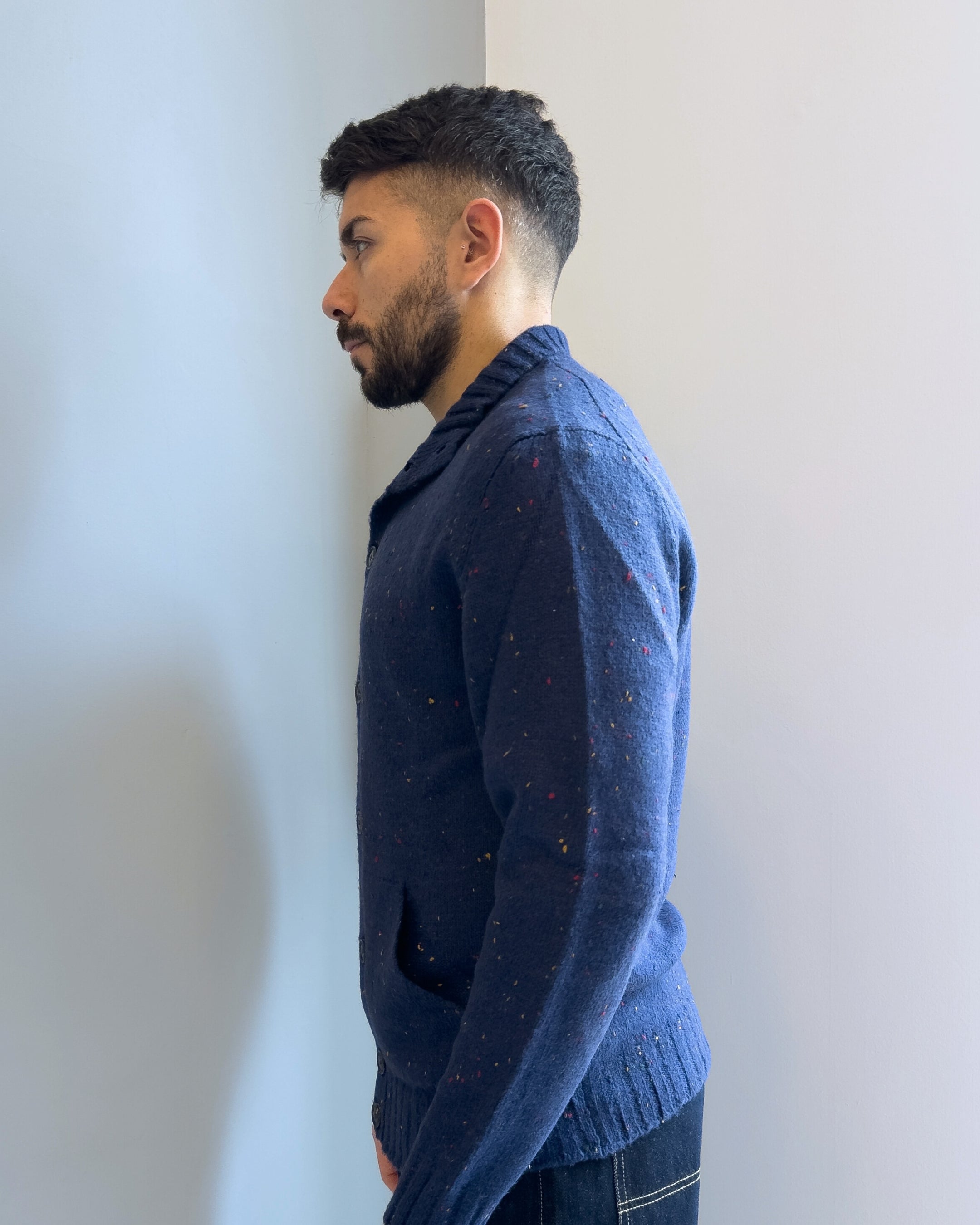 Cardigan Malmo collo alto misto lana vestibilità regular BLU