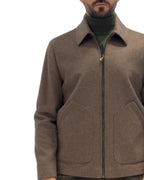 Giacca Svizzera con cerniera e collo camicia in lana & cashmere TORTORA