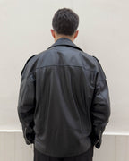 Chiodo Brixton in pelle vegetale vestibilità over NERO