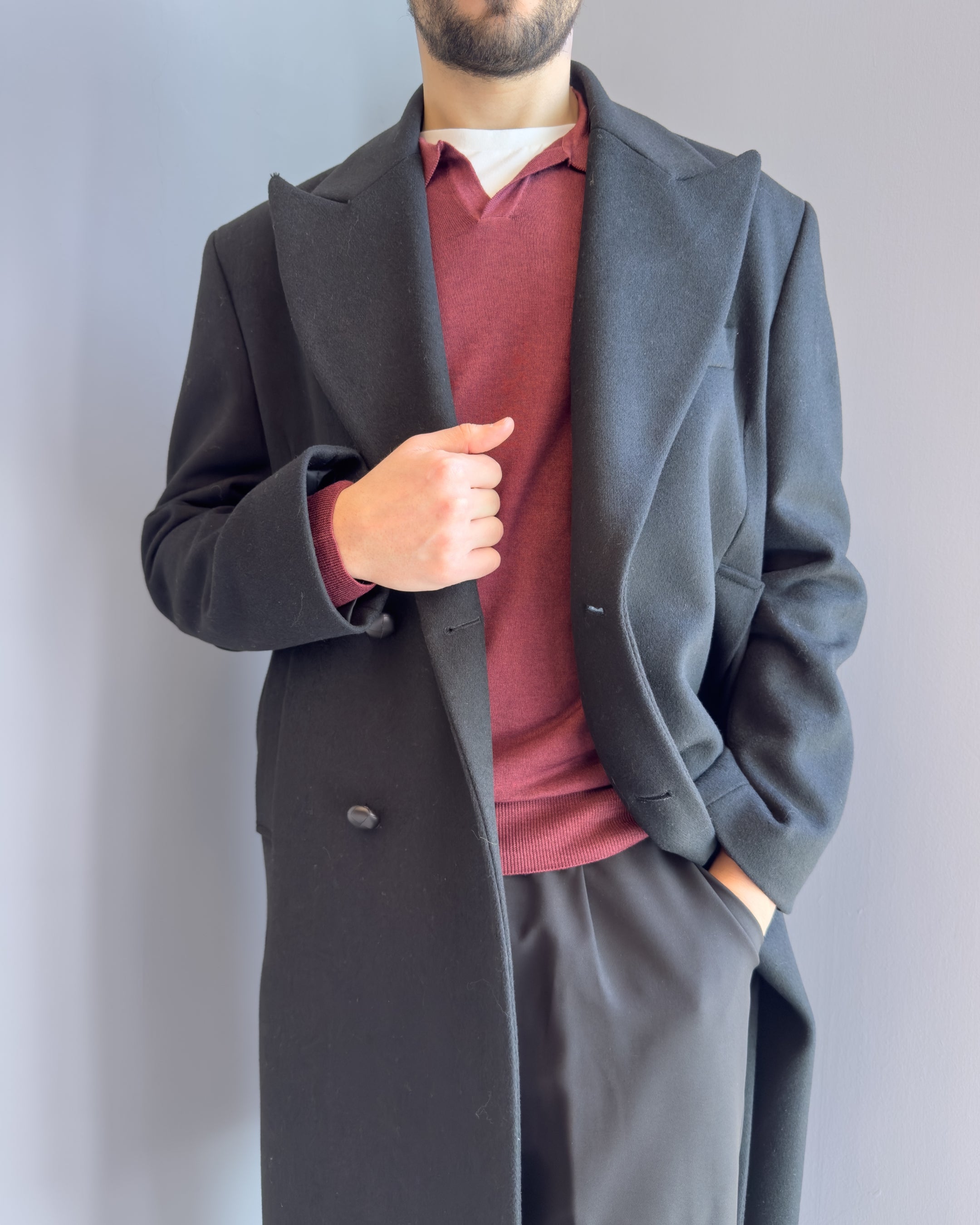 Cappotto Tokyo spalla diritta lana & cashmere NERO