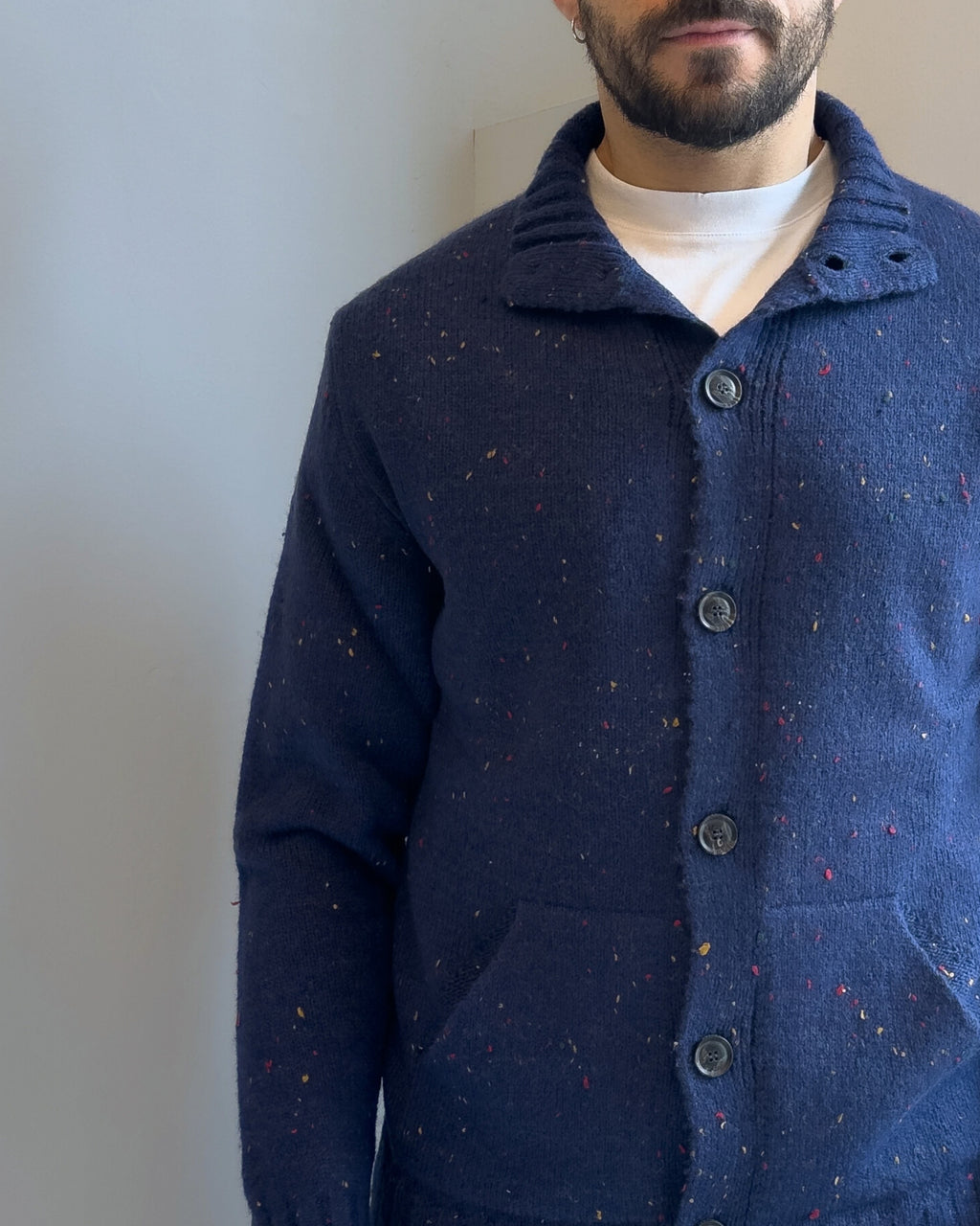 Cardigan Malmo collo alto misto lana vestibilità regular BLU