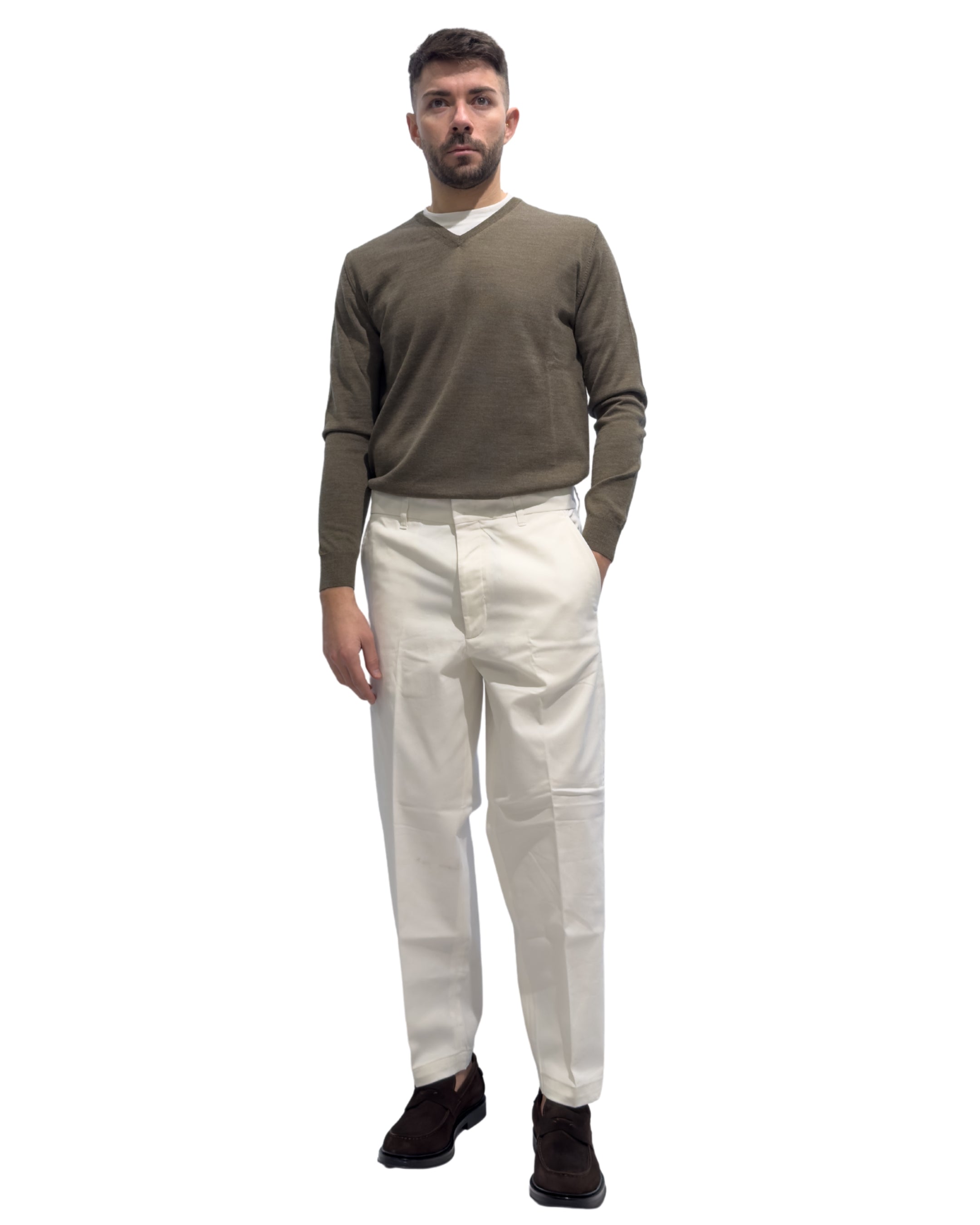 Pantalone Pescara pancia piatta gamba diritta  in gabardina BIANCO