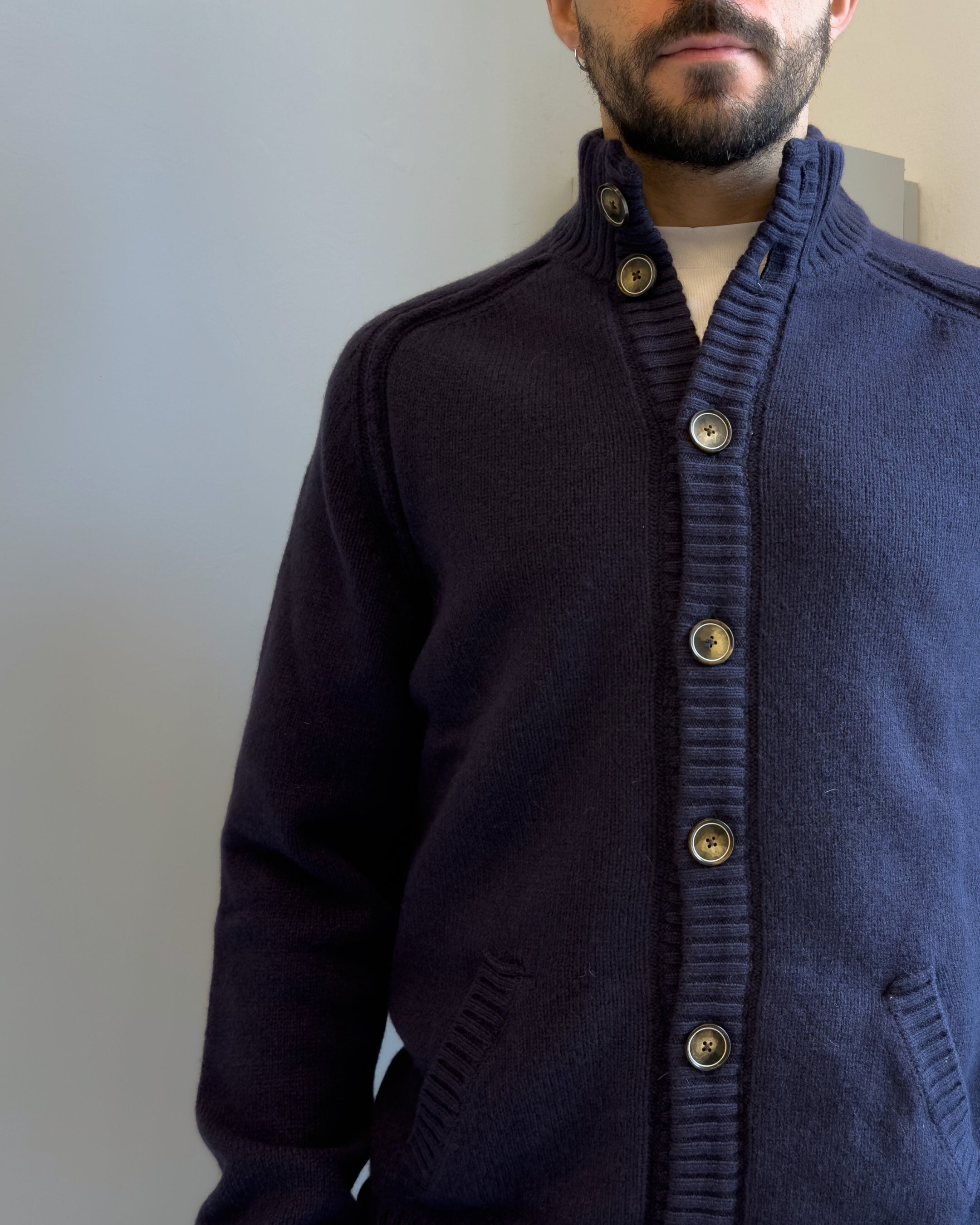 Cardigan Malmo 2 collo alto manica raglan BLU