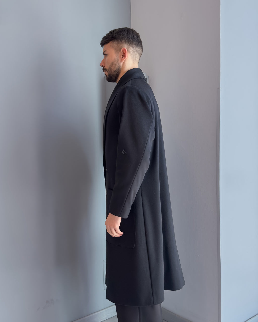 Cappotto Osaka doppio petto over lana & cashmere NERO