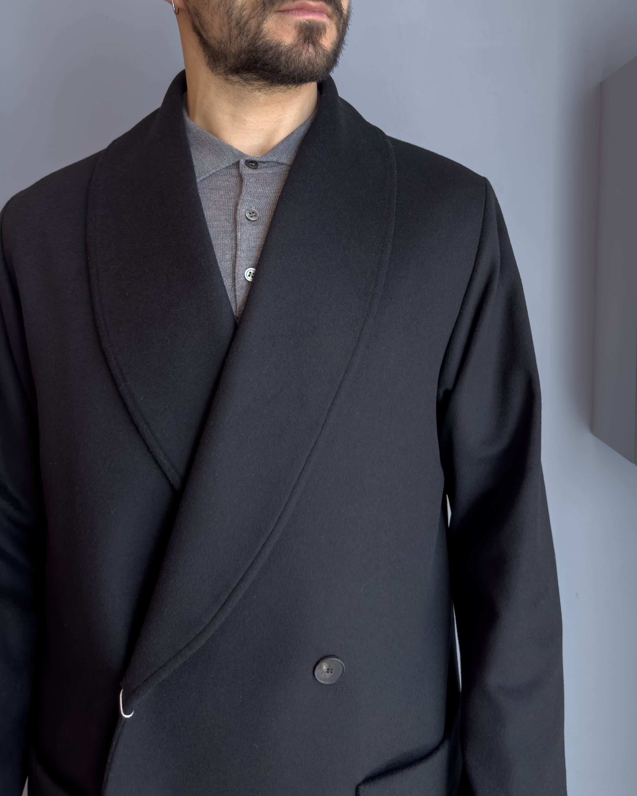 Cappotto Osaka doppio petto over lana & cashmere NERO