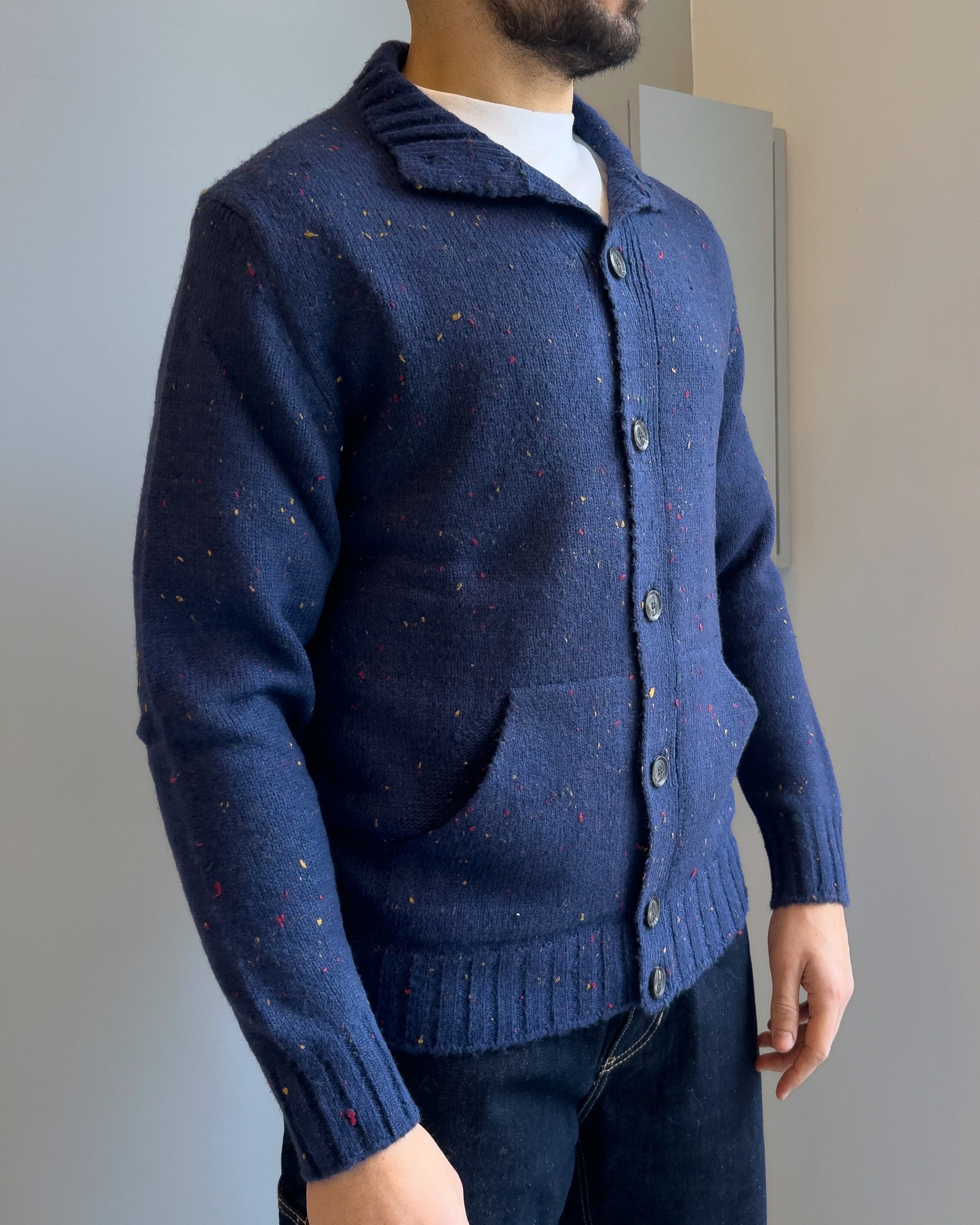 Cardigan Malmo collo alto misto lana vestibilità regular BLU