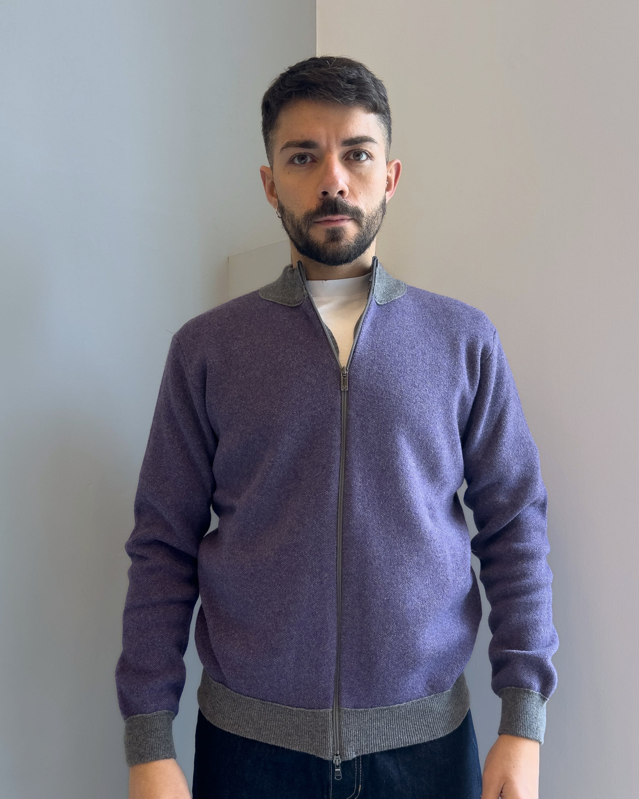 Cardigan Norwich con zip collo alto misto lana vestibilità regular VIOLA