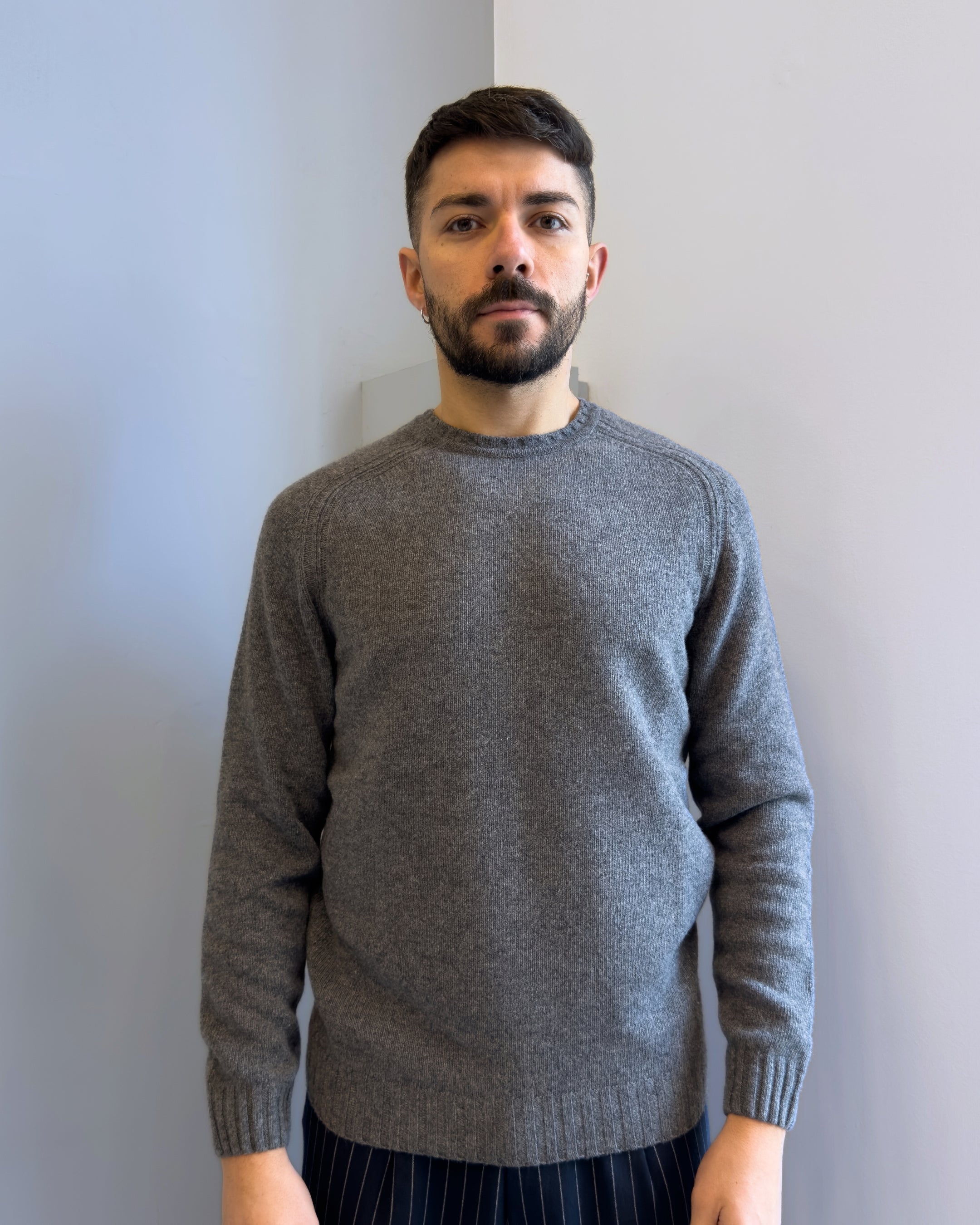 Maglia Lom in lana manica sella vestibilità regular GRIGIO