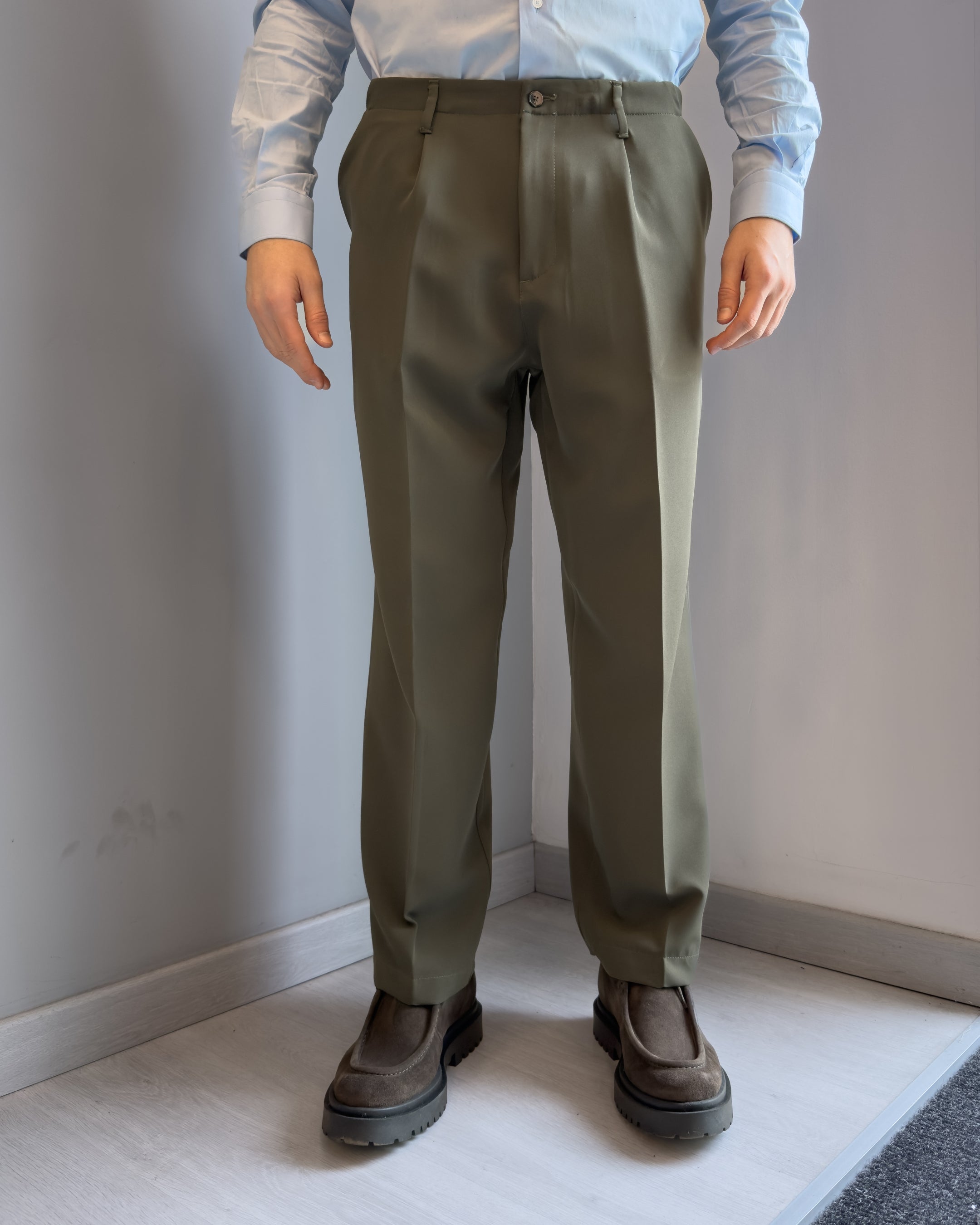 Pantalone Montecarlo a palazzo vestibilità regular  VERDE