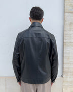 Giubbino Chelsea in pelle vegetale con zip vestibilità regular NERO