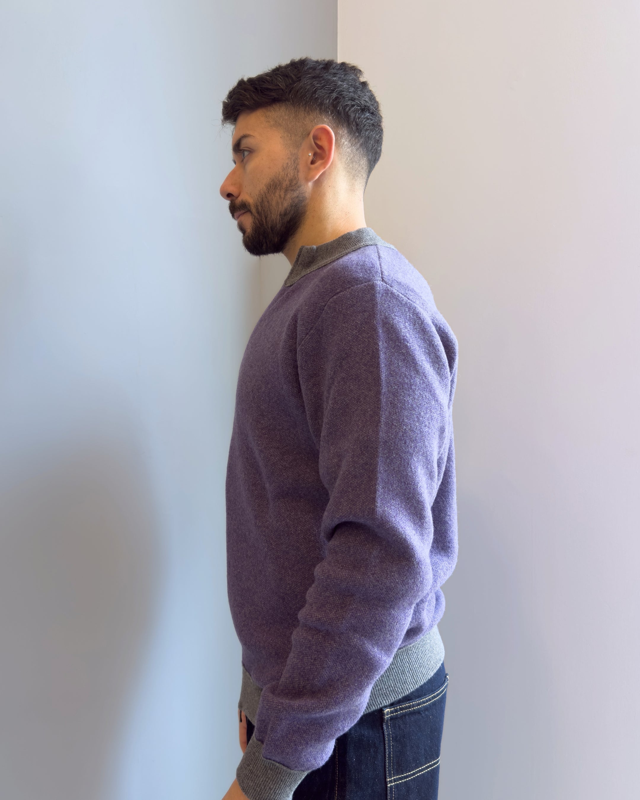 Cardigan Norwich con zip collo alto misto lana vestibilità regular VIOLA