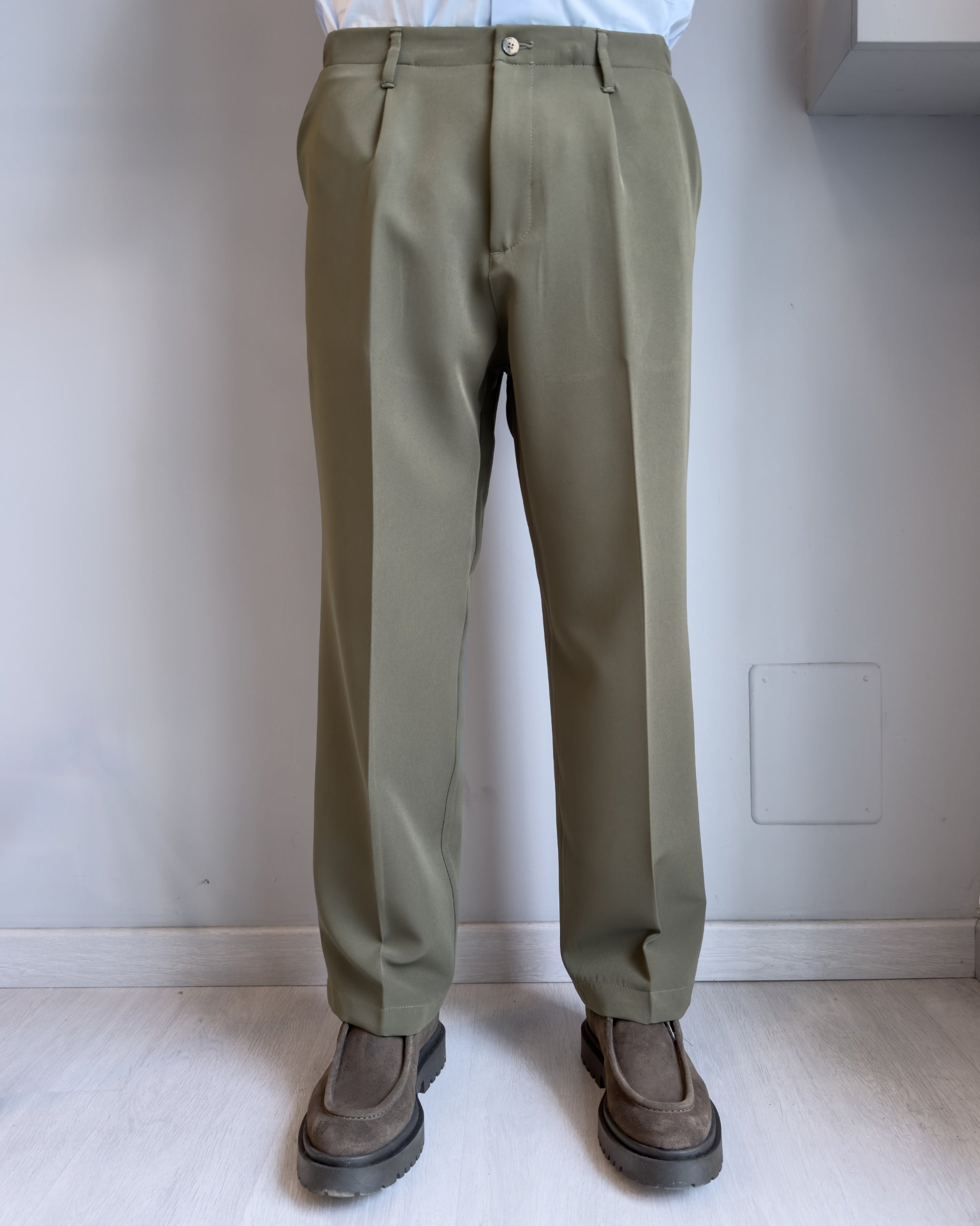 Pantalone Montecarlo a palazzo vestibilità regular  VERDE