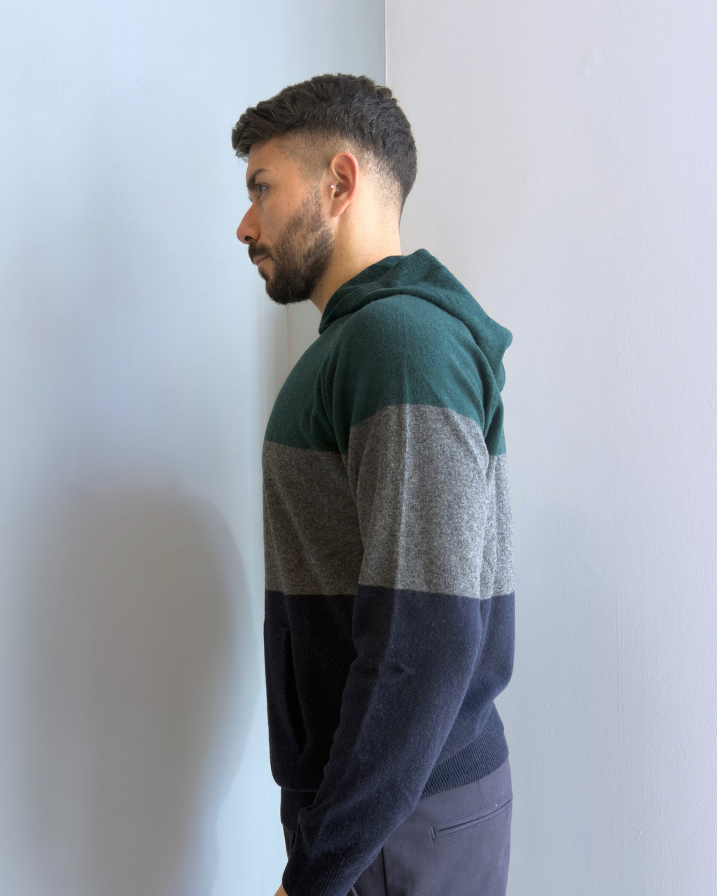 Maglia Gelo con cappuccio vestibilità regular misto lana VERDE