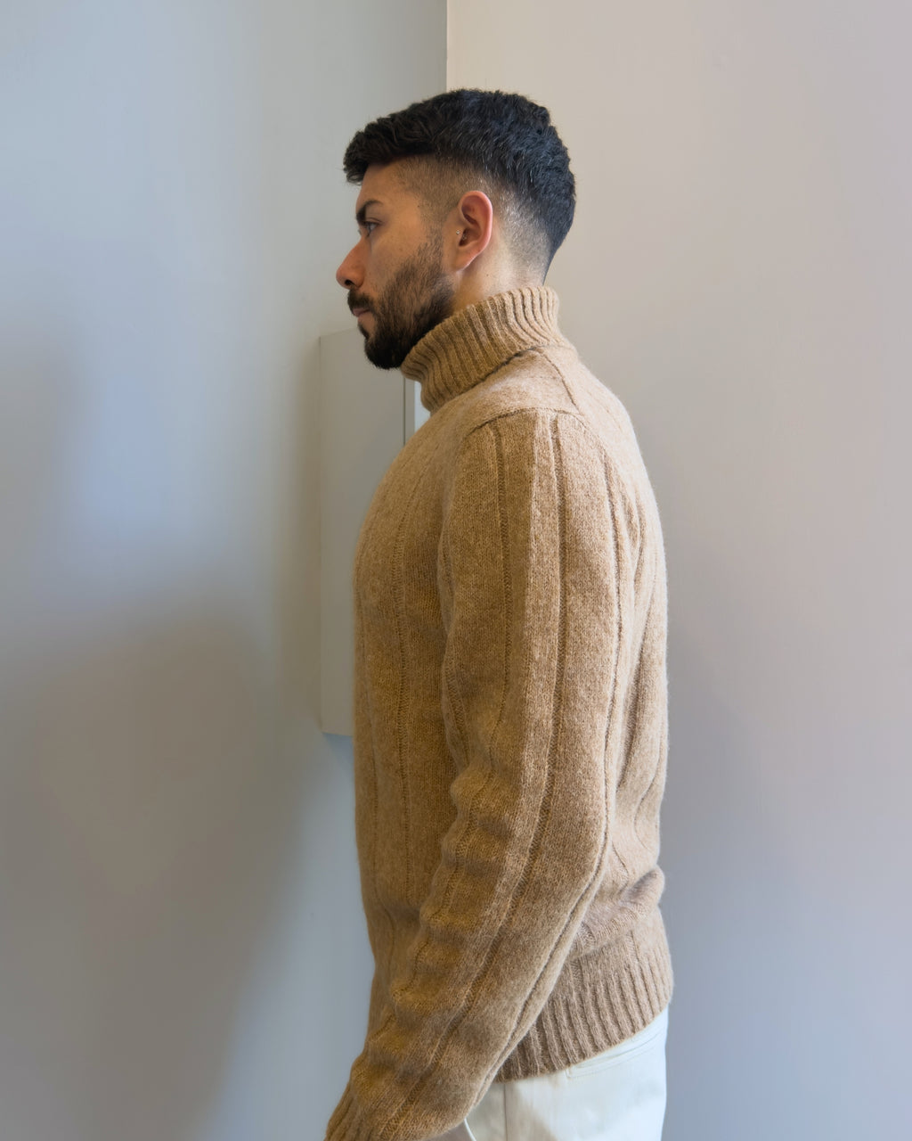 Maglia Oslo collo alta lana & alpaca vestibilità regular TORTORA