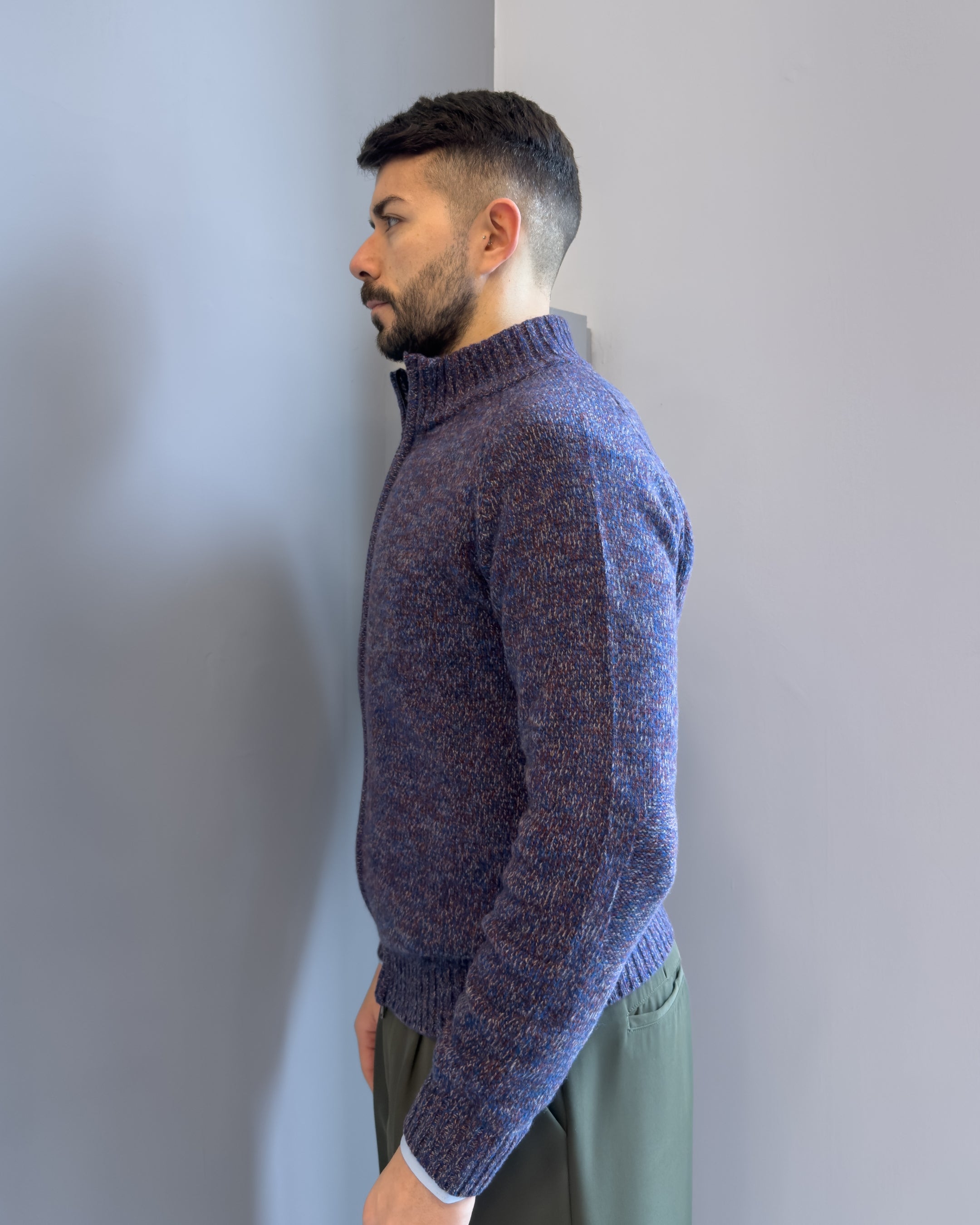 Cardigan Sheffield con zip melange vestibilità regular VIOLA