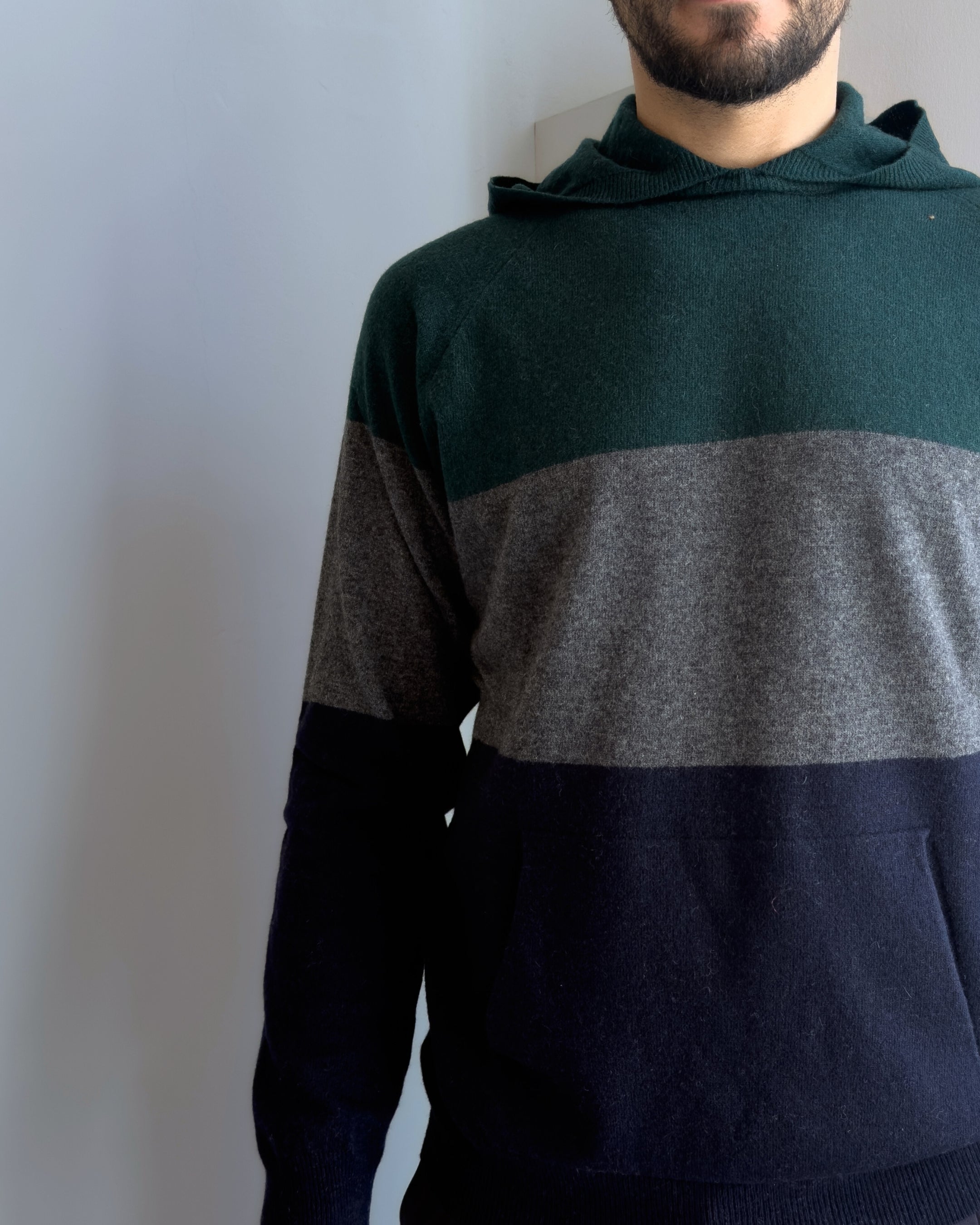 Maglia Gelo con cappuccio vestibilità regular misto lana VERDE