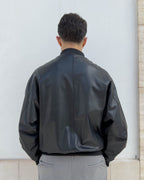 Bomber Kensington in pelle vegetale, vestibilità over NERO