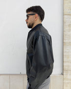 Bomber Kensington in pelle vegetale, vestibilità over NERO