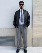 Bomber Kensington in pelle vegetale, vestibilità over NERO